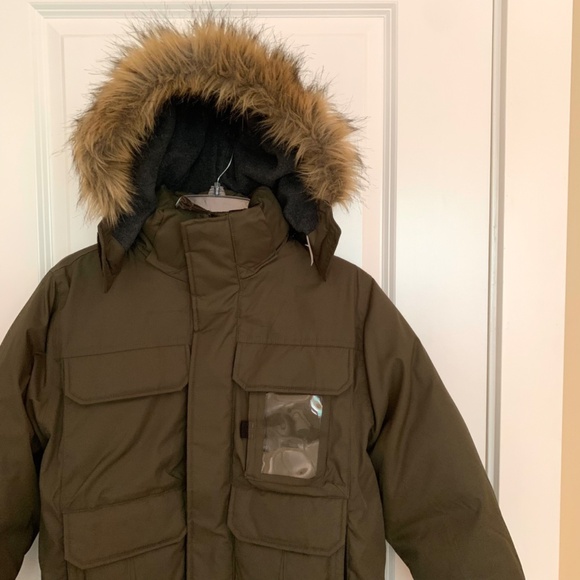 Gap Kids Winter Down Puffer Hooded Parka Jacket in Olive Green Size Large (10 ) - Picture 3 of 14